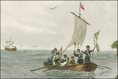 Ship's Boat with Sail. Original painting by Seth Eastman, c.1850.